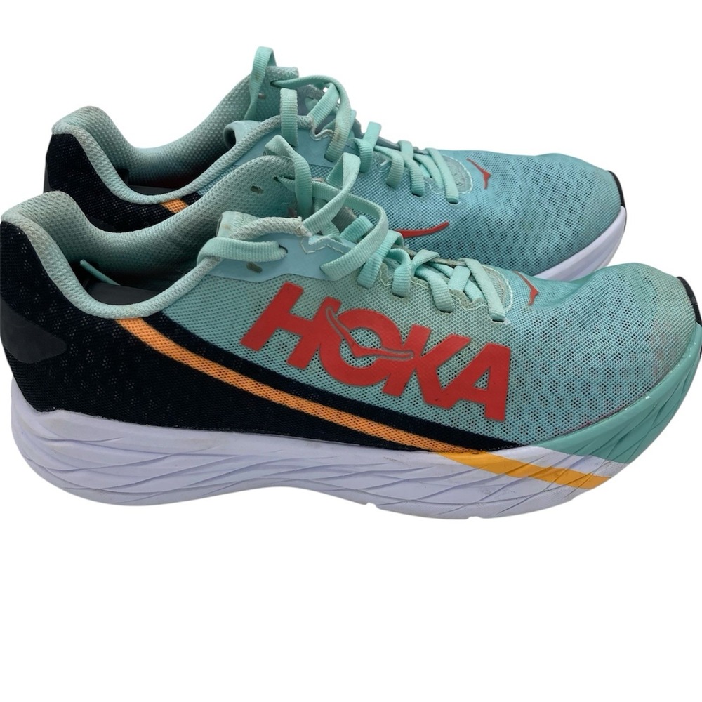 Hoka One Rocket X Running Shoes Sneakers Eggshell Blue & Black Unisex Size W9 M8
